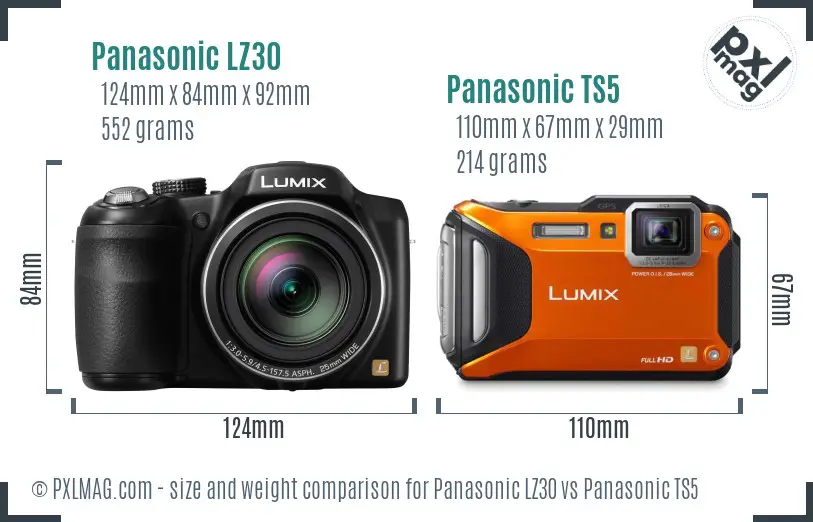 Panasonic LZ30 vs Panasonic TS5 size comparison