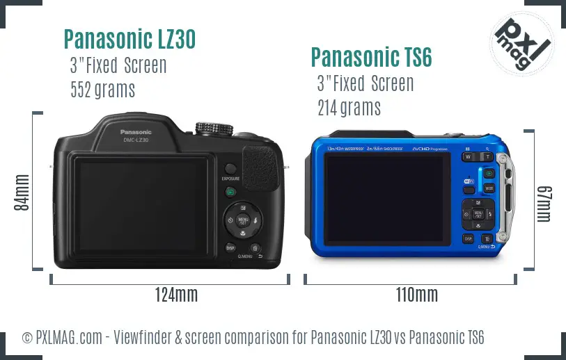 Panasonic LZ30 vs Panasonic TS6 Screen and Viewfinder comparison