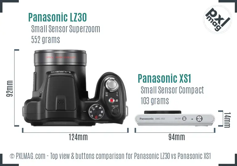 Panasonic LZ30 vs Panasonic XS1 top view buttons comparison