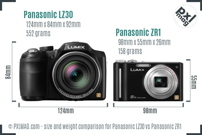 Panasonic LZ30 vs Panasonic ZR1 size comparison