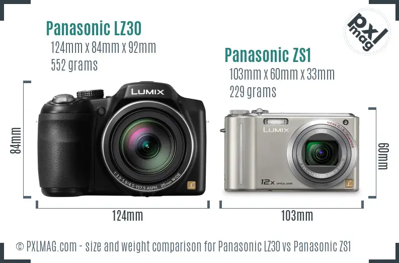 Panasonic LZ30 vs Panasonic ZS1 size comparison