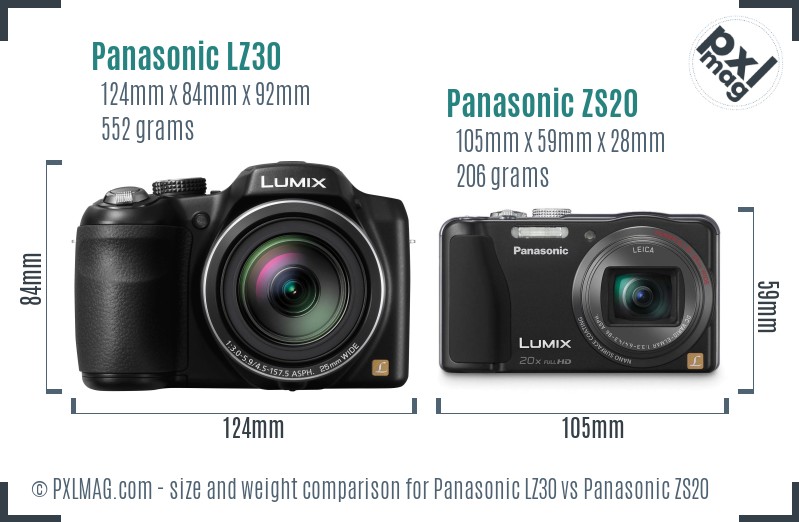Panasonic LZ30 vs Panasonic ZS20 size comparison