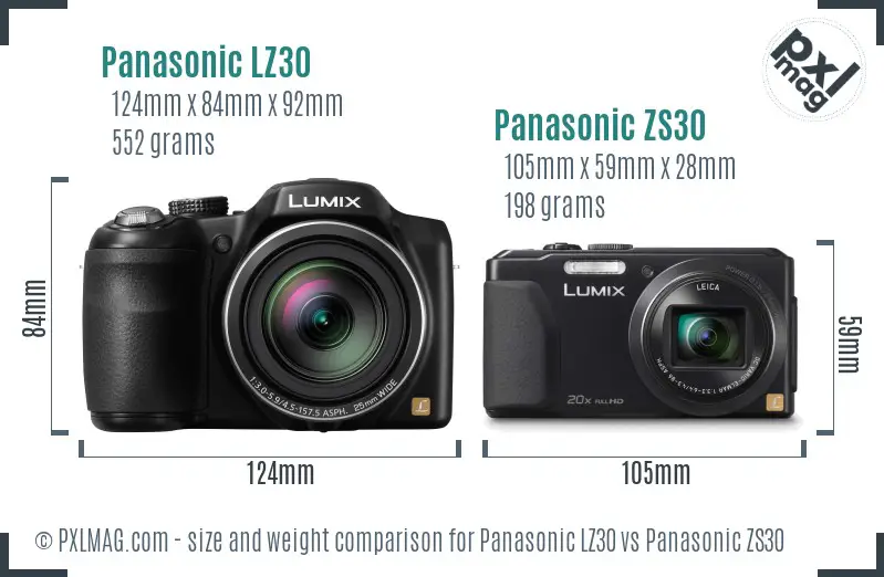 Panasonic LZ30 vs Panasonic ZS30 size comparison