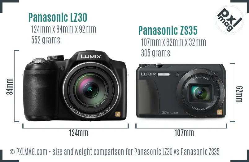 Panasonic LZ30 vs Panasonic ZS35 size comparison