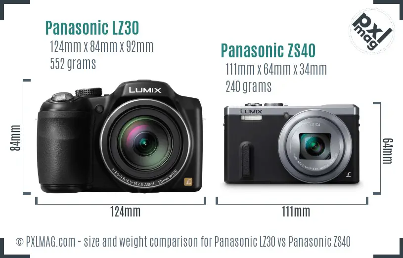 Panasonic LZ30 vs Panasonic ZS40 size comparison