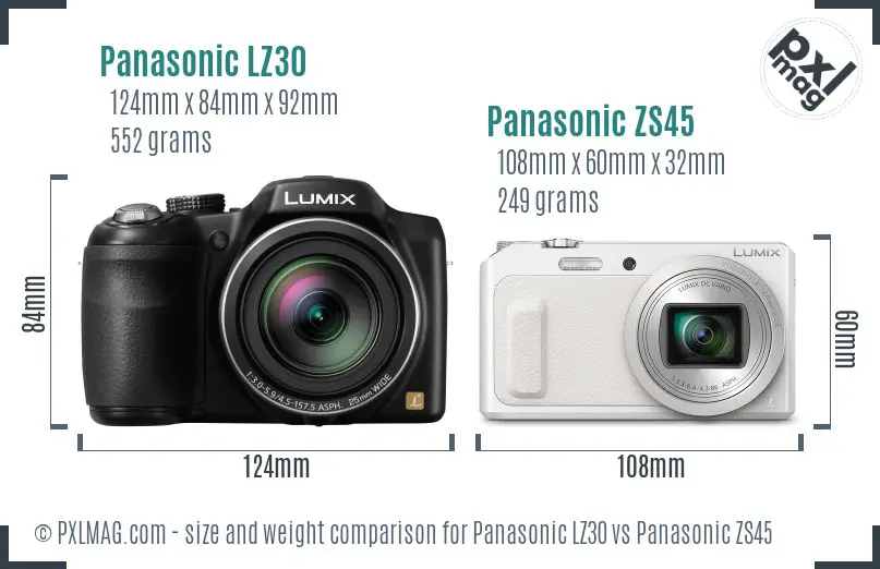 Panasonic LZ30 vs Panasonic ZS45 size comparison