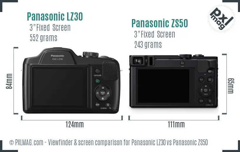 Panasonic LZ30 vs Panasonic ZS50 Screen and Viewfinder comparison