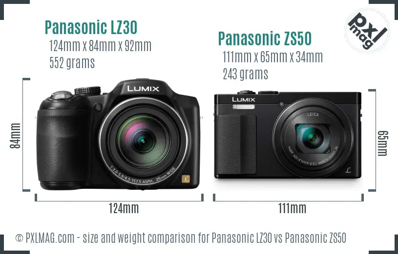 Panasonic LZ30 vs Panasonic ZS50 size comparison