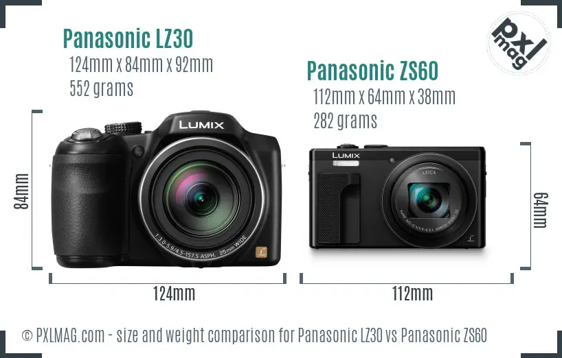 Panasonic LZ30 vs Panasonic ZS60 size comparison