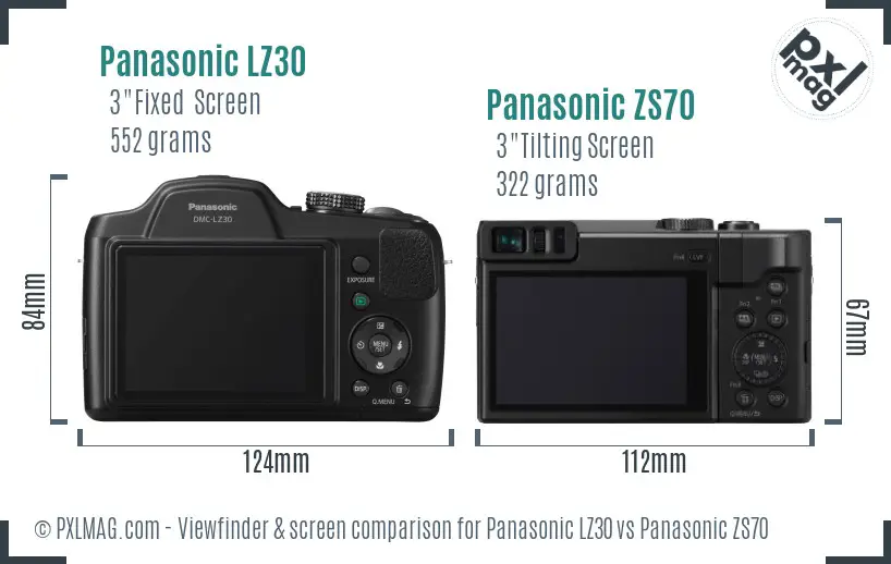 Panasonic LZ30 vs Panasonic ZS70 Screen and Viewfinder comparison