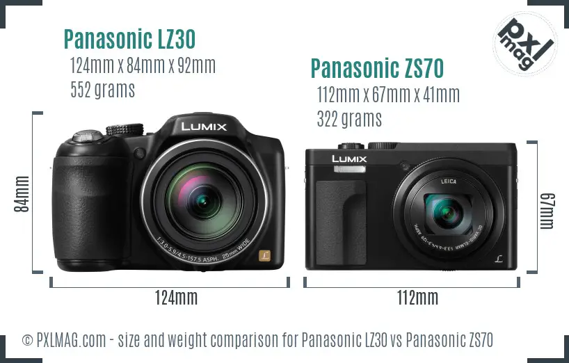 Panasonic LZ30 vs Panasonic ZS70 size comparison