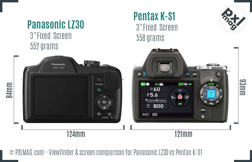 Panasonic LZ30 vs Pentax K-S1 Screen and Viewfinder comparison
