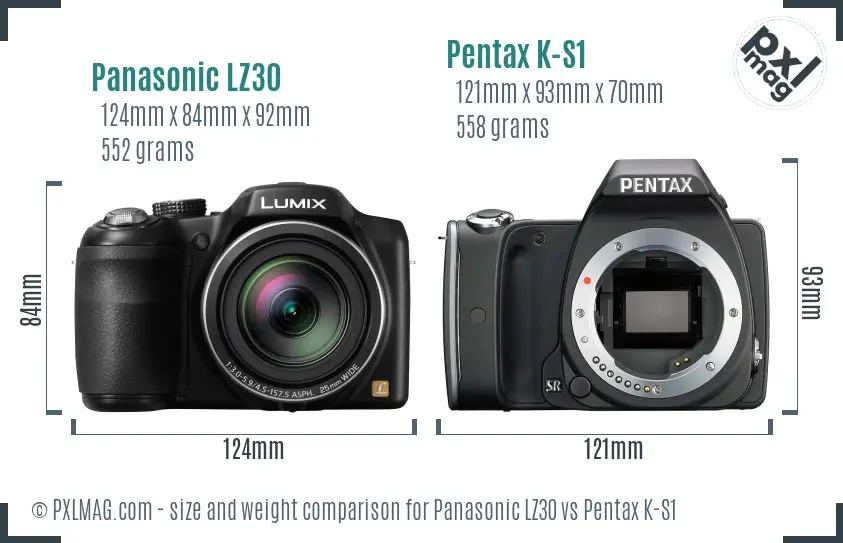 Panasonic LZ30 vs Pentax K-S1 size comparison