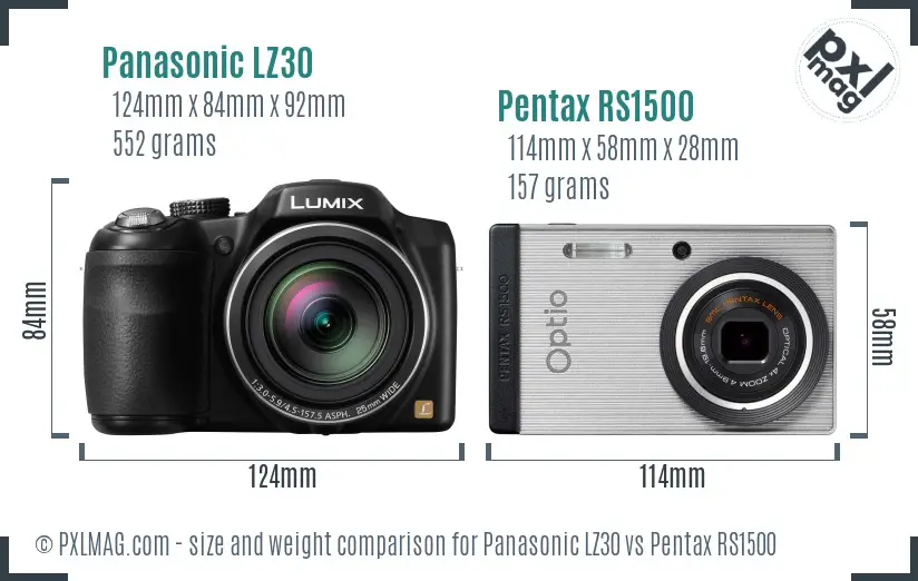 Panasonic LZ30 vs Pentax RS1500 size comparison
