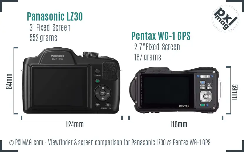 Panasonic LZ30 vs Pentax WG-1 GPS Screen and Viewfinder comparison