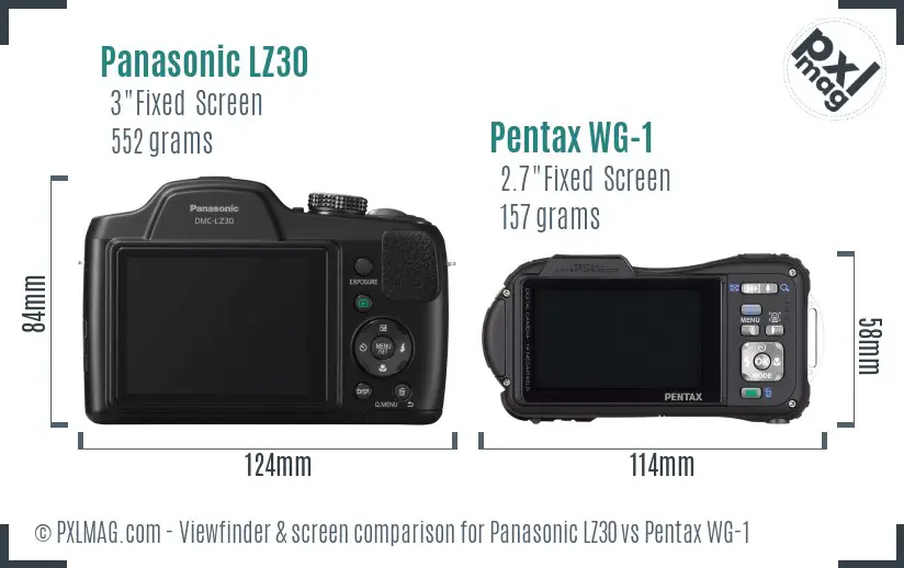 Panasonic LZ30 vs Pentax WG-1 Screen and Viewfinder comparison