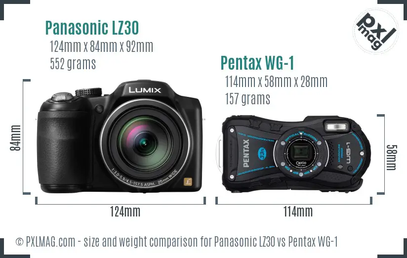 Panasonic LZ30 vs Pentax WG-1 size comparison