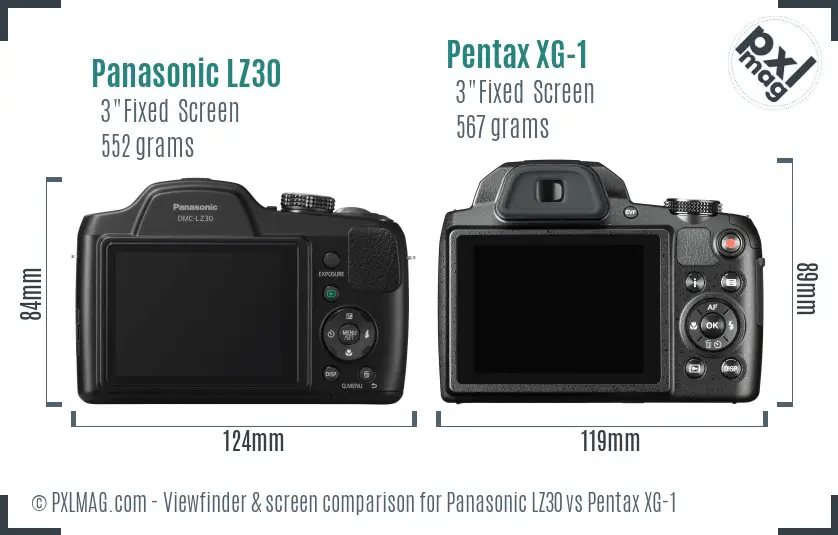 Panasonic LZ30 vs Pentax XG-1 Screen and Viewfinder comparison