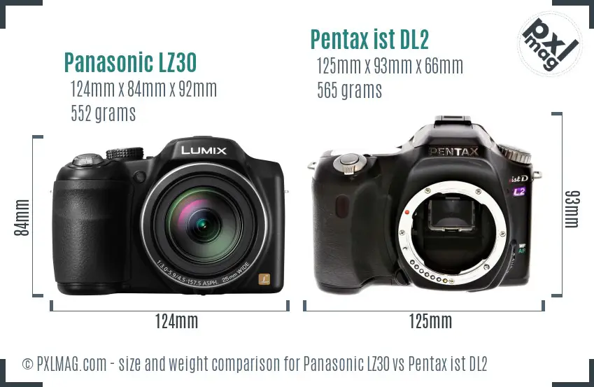 Panasonic LZ30 vs Pentax ist DL2 size comparison