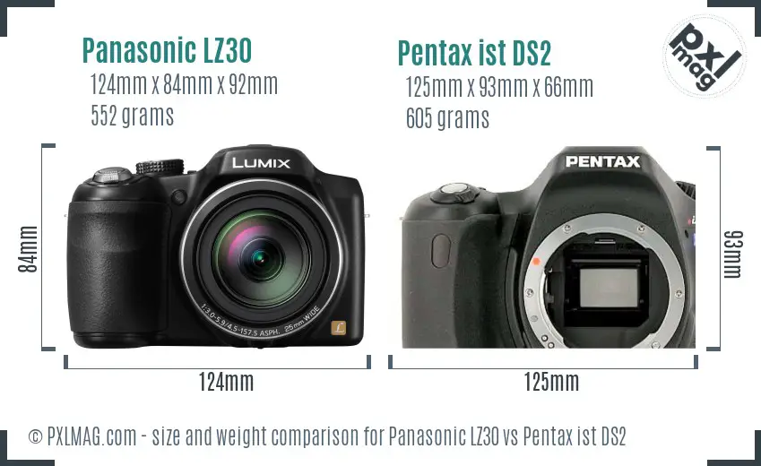 Panasonic LZ30 vs Pentax ist DS2 size comparison