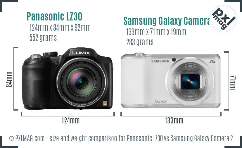 Panasonic LZ30 vs Samsung Galaxy Camera 2 size comparison