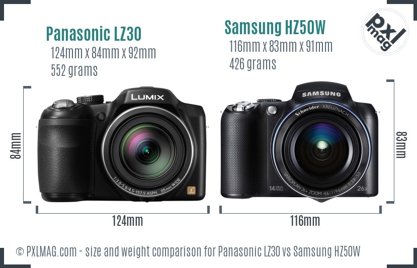Panasonic LZ30 vs Samsung HZ50W size comparison Panasonic LZ30 vs Samsung HZ50W size comparison