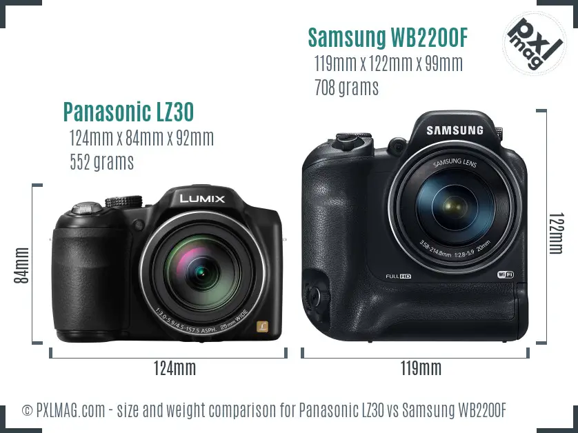 Panasonic LZ30 vs Samsung WB2200F size comparison Panasonic LZ30 vs Samsung WB2200F size comparison