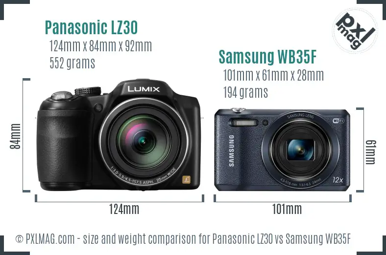 Panasonic LZ30 vs Samsung WB35F size comparison Panasonic LZ30 vs Samsung WB35F size comparison