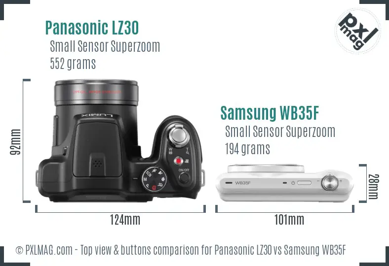 Panasonic LZ30 vs Samsung WB35F top view buttons comparison Panasonic LZ30 vs Samsung WB35F top view buttons comparison