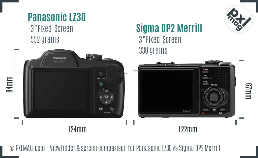 Panasonic LZ30 vs Sigma DP2 Merrill Screen and Viewfinder comparison