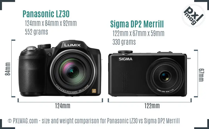 Panasonic LZ30 vs Sigma DP2 Merrill size comparison