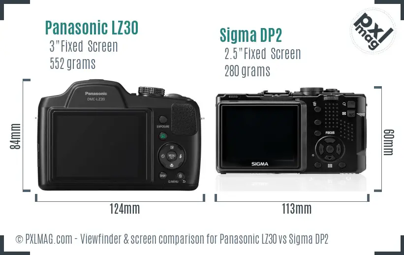 Panasonic LZ30 vs Sigma DP2 Screen and Viewfinder comparison