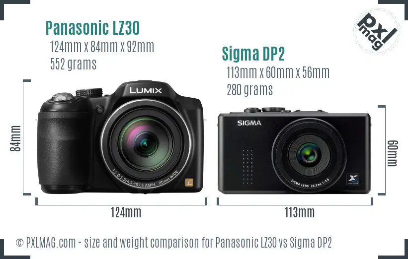 Panasonic LZ30 vs Sigma DP2 size comparison