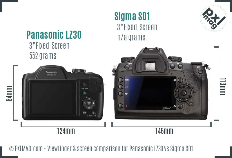 Panasonic LZ30 vs Sigma SD1 Screen and Viewfinder comparison