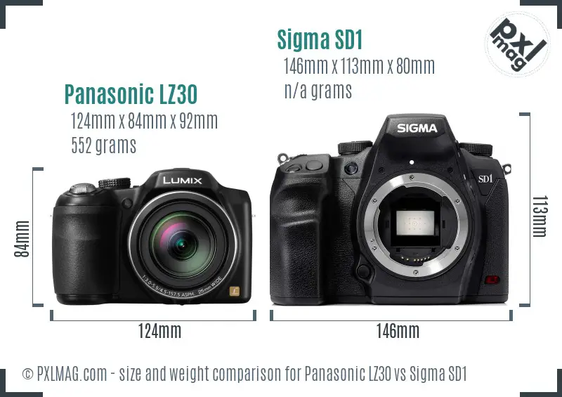 Panasonic LZ30 vs Sigma SD1 size comparison