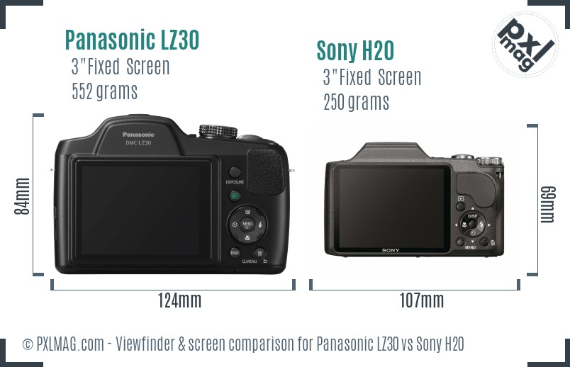 Panasonic LZ30 vs Sony H20 Screen and Viewfinder comparison