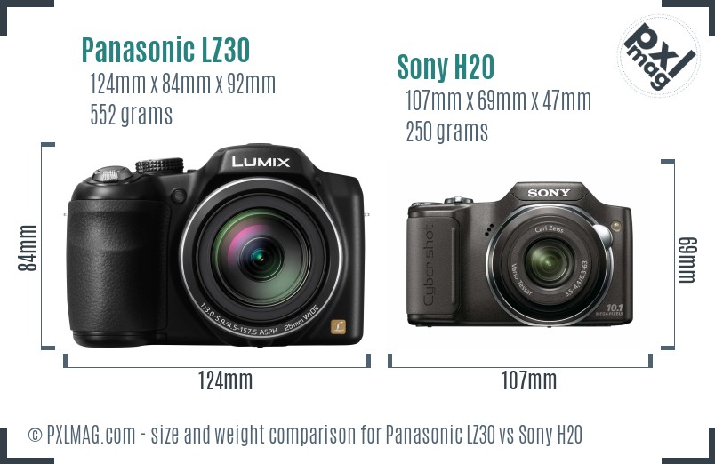 Panasonic LZ30 vs Sony H20 size comparison Panasonic LZ30 vs Sony H20 size comparison