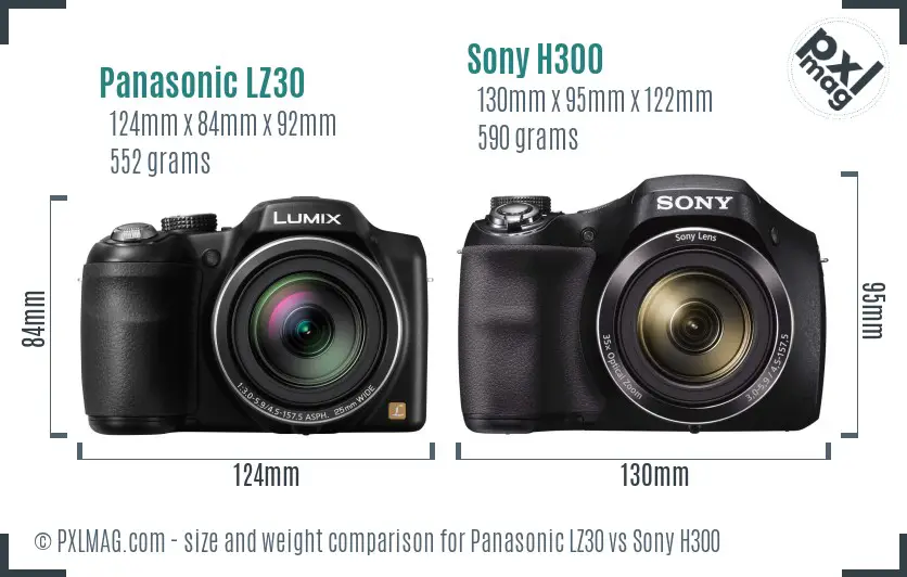 Panasonic LZ30 vs Sony H300 size comparison