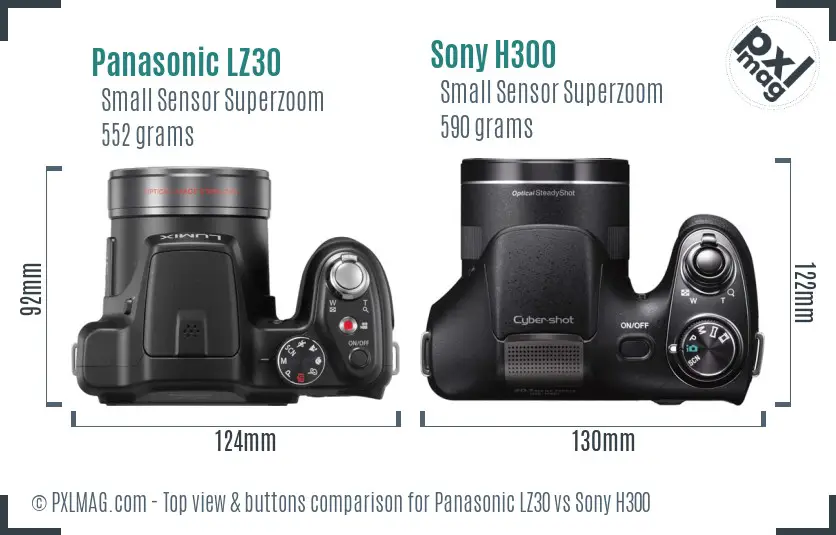 Panasonic LZ30 vs Sony H300 top view buttons comparison