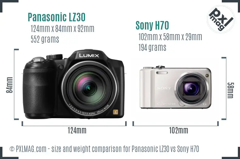 Panasonic LZ30 vs Sony H70 size comparison Panasonic LZ30 vs Sony H70 size comparison