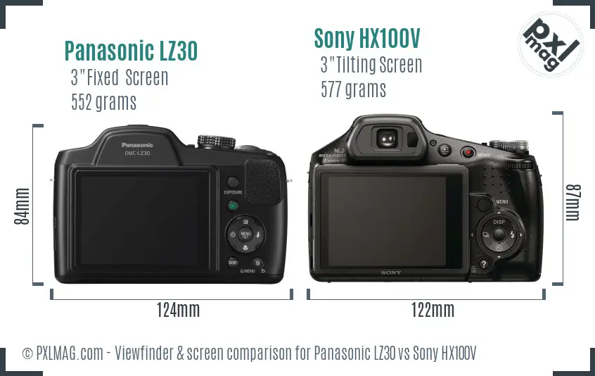 Panasonic LZ30 vs Sony HX100V Screen and Viewfinder comparison Panasonic LZ30 vs Sony HX100V Screen and Viewfinder comparison