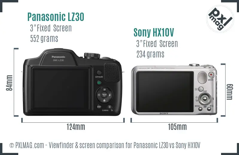 Panasonic LZ30 vs Sony HX10V Screen and Viewfinder comparison Panasonic LZ30 vs Sony HX10V Screen and Viewfinder comparison