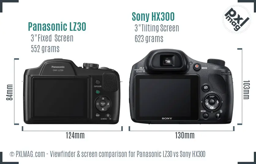 Panasonic LZ30 vs Sony HX300 Screen and Viewfinder comparison Panasonic LZ30 vs Sony HX300 Screen and Viewfinder comparison