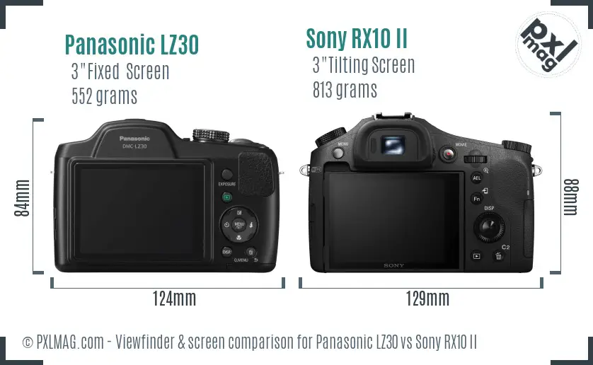 Panasonic LZ30 vs Sony RX10 II Screen and Viewfinder comparison Panasonic LZ30 vs Sony RX10 II Screen and Viewfinder comparison