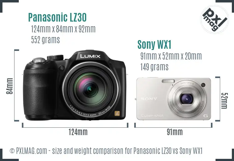 Panasonic LZ30 vs Sony WX1 size comparison