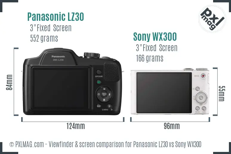 Panasonic LZ30 vs Sony WX300 Screen and Viewfinder comparison