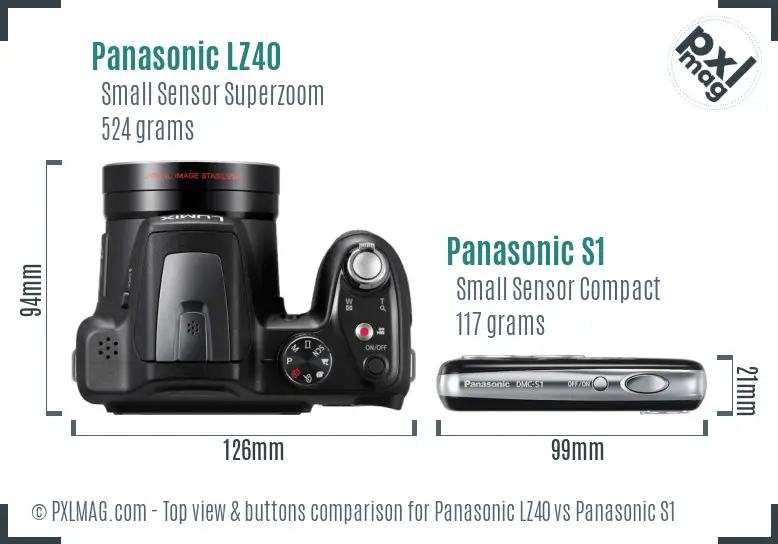Panasonic LZ40 vs Panasonic S1 top view buttons comparison
