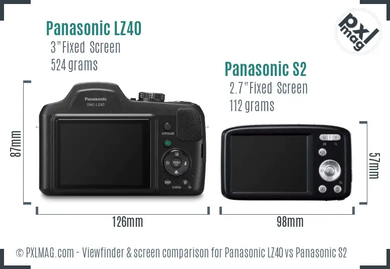 Panasonic LZ40 vs Panasonic S2 Screen and Viewfinder comparison
