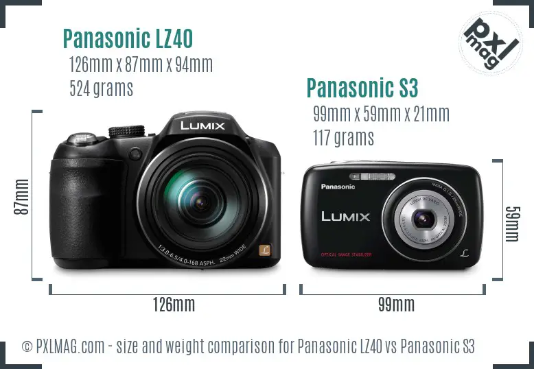 Panasonic LZ40 vs Panasonic S3 size comparison