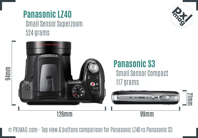 Panasonic LZ40 vs Panasonic S3 top view buttons comparison
